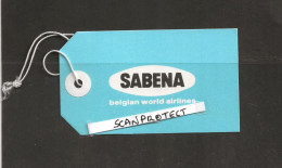 VLIEGTUIG-AVION-SABENA-BELGIAN WORLD AIRLINES-LUCHTVAART-ORIGINAL-VINTAGE-BAGAGELABEL-LABEL-DIMENSIONS +-5,5-9,5 CM-RARE - Étiquettes à Bagages