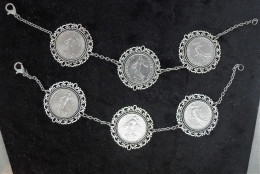 Bracelets 50 Centimes Semeuse - Bijoux Avec 3 Ancienne Monnaie Française - Armbanden