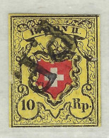 SUISSE Ca.1850: Le "10 Rp. Rayon II" ZNr. 16II, Pierre A3, Sup. Obl. "P.P.", Très Forte Cote - 1843-1852 Kantonalmarken Und Bundesmarken