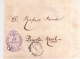 MEDINA SIDONIA CADIZ A PUERTO REAL CC 1905 FRANQUICIA CARTERO HONORARIO DOCTOR THEBUSSEM - Franquicia Postal