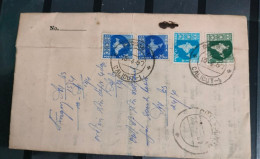 INDIA 1967 MAP Series 10p + 20p + 2 X 25p Stamps Franked On Registered COVER, NICE CANC ON FRONT & BACK, As Per Scan - Briefe U. Dokumente