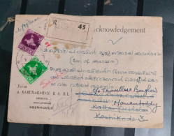 INDIA 1963 MAP Series 5p + 75p Stamps Franked On Registered COVER, NICE CANC ON FRONT & BACK, As Per Scan - Storia Postale