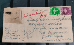 INDIA 1964 MAP Series 5p + 75p Stamps Franked On Registered COVER, NICE CANC ON FRONT & BACK, As Per Scan - Lettres & Documents