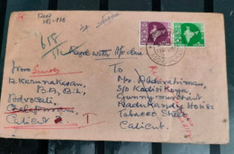 INDIA 1966 MAP Series 5p + 75p Stamps Franked On Registered COVER, NICE CANC ON FRONT & BACK, As Per Scan - Storia Postale