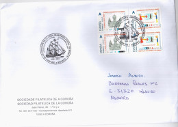 CORUÑA CC CON TUSELLO Y MAT LINEA CORREO MARITIMO FALMOUTH CORUÑA SAIL VELERO - Cartas & Documentos