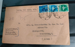 INDIA 1957 FYP 8a + MAP Series 1p + 20p Stamps Franked On Registered COVER, NICE CANC ON FRONT & BACK, As Per Scan - Briefe U. Dokumente