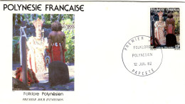 F P+ Polynesien 1982 Mi 354 FDC Folklore - Brieven En Documenten