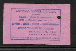 Tramway Et Bus Lisbonne Carris Portugal Billet Pub Immobilière Cova Da Piedade Almada Real Estate Lisbon Tram Ticket - Europa