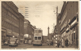 Doppeldeckerbus Und PKWs In Newcastle-upon-Tyne, Grainger Street, Gelaufen 1952 - Bus & Autocars