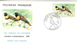 F P+ Polynesien 1982 Mi 364 FDC Vögel - Storia Postale