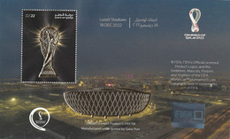 Gold Trophy & Final Match In Lusail Stadium - 2022 FIFA World Cup Soccer Football - Limited M/S** From Qatar Post & FIFA - 2022 – Qatar
