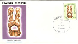 F P+ Polynesien 1985 Mi 419 FDC Tiki - Briefe U. Dokumente