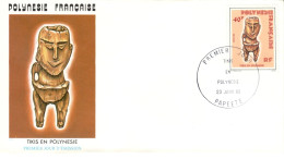 F P+ Polynesien 1985 Mi 420 FDC Tiki - Briefe U. Dokumente