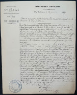 DOCUMENT PUY DE DOME / PUY GUILLAUME 1887 CREATION DU BUREAU TELEGRAPHIQUE - Manuscrits