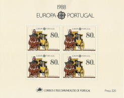 PORTUGAL 1988 Mi BL 57 CEPT EUROPA HORSE ANS COACH MINT MINIATURE SHEET ** - Diligencias