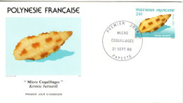 F P+ Polynesien 1988 Mi 512 FDC Muschel - Storia Postale