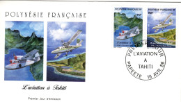 F P+ Polynesien 1998 Mi 756-57 FDC Luftverkehr - Cartas & Documentos