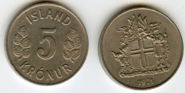 Islande Iceland 5 Kronur 1971 KM 18 - Islande