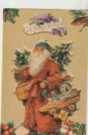 Tres Belle Carte Depliante Glacée  Du PERE  NOEL Avec Sa Distribution De Cadeaux ( A  Happy  Christmas ) - Père-Noël