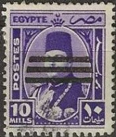 EGYPT 1953 King Farouk Obliterated By Three Bars - 10m. - Violet FU - Usados