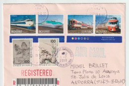 Belle Lettre Recommandée De Tokyo, Adressée Andorra (trains TGV Shinkansen), Avec Timbre à Date Arrivée - Cartas & Documentos