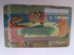 ITALIA  TELECOM ITALIA  TISCALI  LIRE 100.000  PREPAIDS CARD   / USED     ** 14038** - Autres & Non Classés
