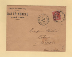 Convoyeur - Tours A Poitiers - 1911 - Type Semeuse - Bois Charbons Dange Vienne - Railway Post