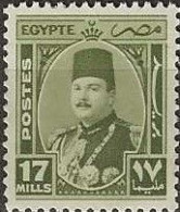 EGYPT 1944 King Farouk - 17m - Olive MNH - Ungebraucht