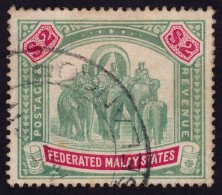 FEDERATED MALAY STATES FMS 1906 $2 Sc#35 Wmk.MCA - FISCAL USED @TE251 - Federated Malay States