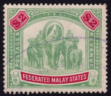FEDERATED MALAY STATES FMS 1906 $2 Sc#35 Wmk.MCA - FISCAL USED @TE252 - Federated Malay States