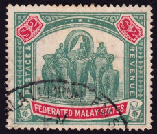 FEDERATED MALAY STATES FMS 1906 $2 Sc#35 Wmk.MCA - USED Registered Cancel Proud R7 @TE266 - Federated Malay States