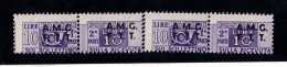 1947 Italia Italy Trieste A  PACCHI POSTALI 10 Lire ( X 2) Varietà MNH** Parcel Post - Pacchi Postali/in Concessione