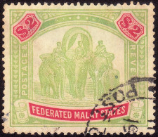 FEDERATED MALAY STATES FMS 1926 $2 Sc#74 Wmk.MSCA - USED @TE39 - Federated Malay States