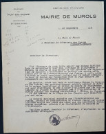 DOCUMENT PUY DE DOME / MUROLS 1948 DEMANDE D'AUGMENTATION D'INDEMNITE POUR DISTRIBUTION DES TELEGRAMMES - Manuscrits