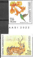 TURKEY, 2022, MNH, FAUNA, BIRDS, HUMMING BIRDS, FLOWERS, IMPALA, 2v - Colibrì