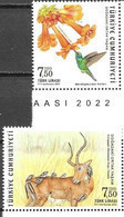 TURKEY, 2022, MNH, FAUNA, BIRDS, HUMMING BIRDS, FLOWERS, IMPALA, 2v - Colibris