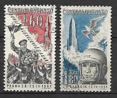 TCHECOSLOVAQUIE     -   Aéros  -   1961.  Y&T N° 51 à 52 Oblitérés.   Youri Gagarine - Airmail