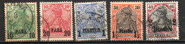 Col33 Levant Bureaux Allemands  1900 N° 11 à 13 + 15 & 16 Oblitéré Cote : 21,50€ - Levant
