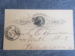 ANTIQUE UNITED STATES STATIONERY CARD THOMAS JEFFERSON ==> Philadelphia 1890 - Other & Unclassified