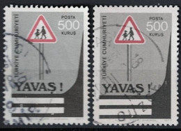 Türkei Turkey Turquie - Verkehrszeichen, Fußgängerüberweg (MiNr: 2438 A + B) 1977 - Gest. Used Obl - Gebruikt