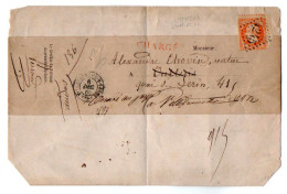 TB 4324 -1864 - Lettre Chargée / Napoléon III Sur Bande De Journal / Tribunal VILLEFRANCHE SUR SAONE X OULLINS Via LYON - 1849-1876: Classic Period