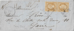 0013. LAC Affie 2ex. (Y.T.) N°13 - Càd Précy Sur Oise (OISE ) - PC 2573 à Dest. Paris (SEINE) - Taxée à Voire - 1856 - 1849-1876: Période Classique