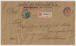 SWEDEN - 1915 ( Dec 7) - Facit TJ44 & TJ51on Official Registered Cover Sent Locally In Stockholm - Dienstzegels