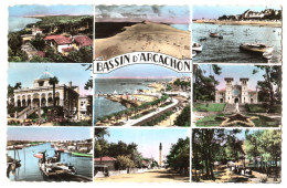 CPSM 33 Bassin D'Arcachon - Casino Mauresque, Petit Train Et Phare Du Cap-Ferret, Port De La Teste, Dune Pyla, Moulleau - Casinos