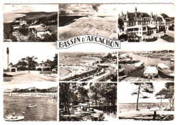 CPSM 33 (Gironde) Bassin D'Arcachon - Casino, Dune Du Pyla, Phare Et Petit Train Du Cap-Ferret, Plage Des Abatilles R/v - Casinos