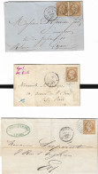 0013. Lot De 3 Lettres Affie YT N°13 Type II - Ob. Cercle De Points Et Càd 2étoiles Sur Timbre - De Paris (SEINE) - 1862 - 1849-1876: Période Classique