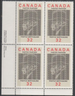 Canada - #1044 - MNH PB  Of 4 - Números De Planchas & Inscripciones