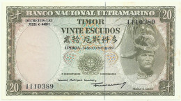 TIMOR - 20 ESCUDOS - 24.10.1967 - P 26 - Sign. 7 - 7 Digits - REGULO D. ALEIXO - PORTUGAL - Timor