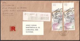 Portugal Registered Letter To Slovenia - Usage 2 X Silk Stamps  -  Unusual Cover - Lettres & Documents