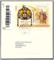 Hungary 2011 Holy Crown Registered Cover To Sweden - 9 Glass Crystals Affixed - Limited Edition - Unusual, Rare - Ungebraucht